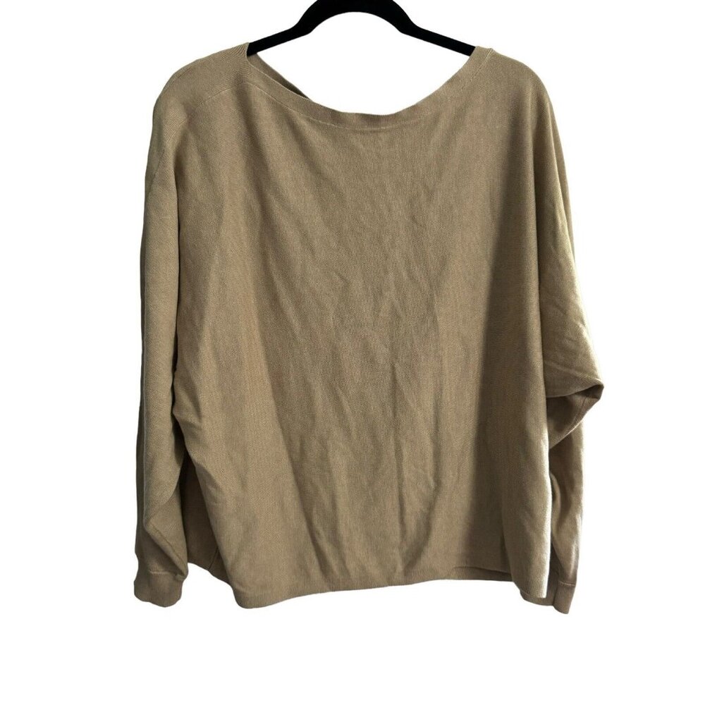 Ralph‎ Lauren Top Women 2X Beige Stretch Lightweight Pullover Black Label
